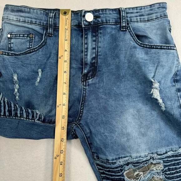 Straight Leg Camo Moto Jeans Mens Size 32 Medium Acid Blue Mid Rise - Picture 8 of 12